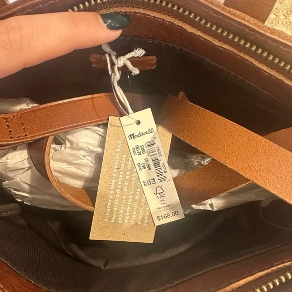 NWT Madewell Small Transport Leather Brown Tote Bag - Picture 7 of 8